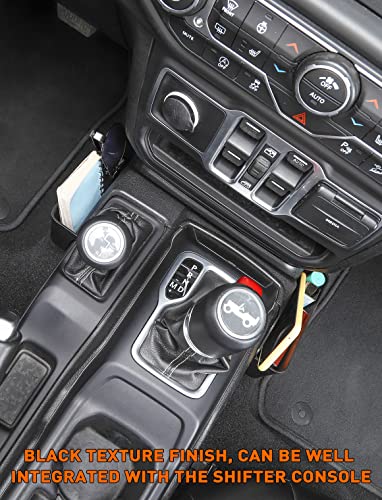 Savadicar GT-2 Shifter Storage Box with Microfibers, Gear Shift Side Tray, Center Console Organizer for 2018-2025 Jeep Wrangler JL JLU 4XE & Gladiator JT, Interior Accessories, Black,1 PC - size: Microfiber, style: No Pattern