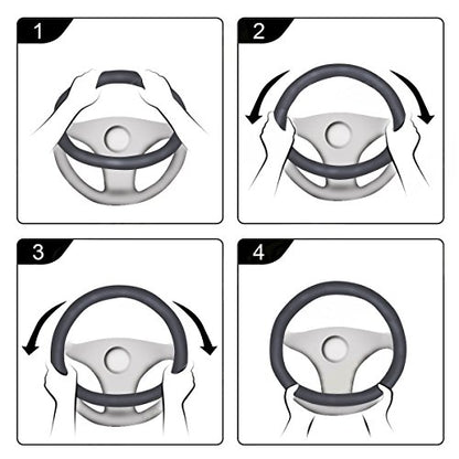 Car Steering Wheel Cover Universal 15 inch Auto Antislip Leather Protector Flower Grain Brown - color: Brown