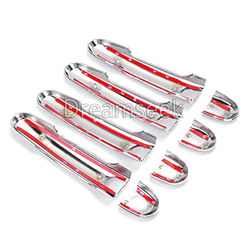 Dreamseek 8Pcs 4 Door Handle Cover Compatible with NlSSAN Versa 2012-2019, Juke 2011-2015, Cube 2009-2014 Exterior ABS Molding Protector Chrome Trim (w/o Smart Keyhole)