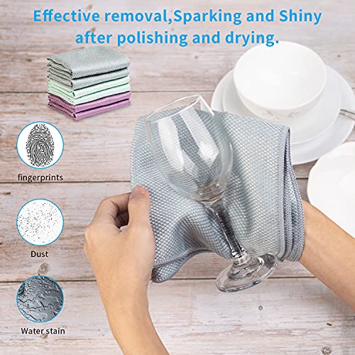 Streak Free Miracle Cleaning Cloths Easy Clean Nanoscale,Fish Scale Microfiber Window Mirror Glass Car Stainless Steel Cleaning,Lint Free Dish cloth Wine Glass Polishing Towel,Reusable,Pack 6,Pink - color: Pink