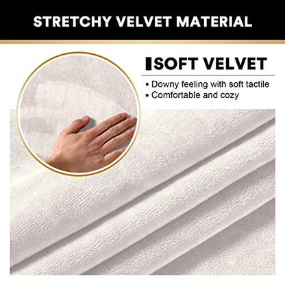 PrinceDeco 4 Pack Thick Velvet Stretch Armrest Covers for Chairs and Sofas - Non Slip, Ivory - color: Ivory