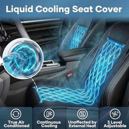 Liquid Cooling Car Seat Cover Front Seat, Air Conditioned Cooling Seat Cooler (Not Fan), Cooling Seat Cushion for Cars with 3 Modes, Quiet, Works Without A/C, Fits Car SUV Truck, Classic Black - color: Classic Black