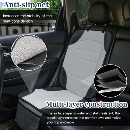Sinvitron Car Seat Protector for Child Car Seat - Waterproof Non-Slip Leather Mat with 2 Mesh Pockets, Universal Seat Cover for Baby, Pets & Vehicles(2-Pack, Grey) - color: 2 Pack Grey
