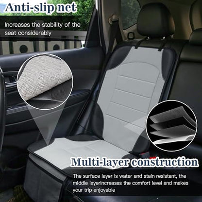 Sinvitron Car Seat Protector for Child Car Seat - Waterproof Non-Slip Leather Mat with 2 Mesh Pockets, Universal Seat Cover for Baby, Pets & Vehicles(2-Pack, Grey) - color: 2 Pack Grey