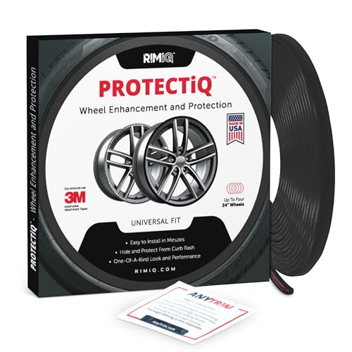 RIMiQ PROTECTiQ Universal Wheel Protection - 1/4" Trim Easy to Apply with Automotive 3M Tape. 6 Colors - Fits Up to 24" Rims - Including Tesla - Black - color: Black, size: Protectiq