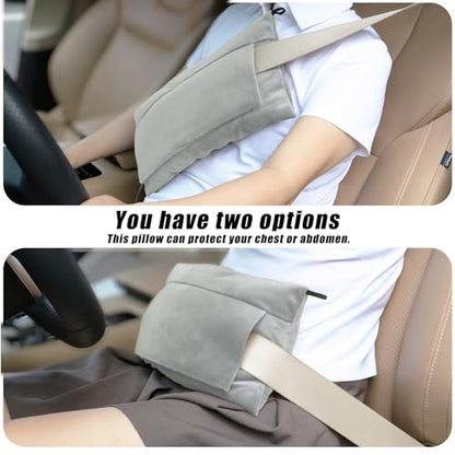 Super Soft Seatbelt Pillow, Seat Belt Pillow for Mastectomy Post-Surgery, Seat Belt Cushion for Heart Surgery Recovery, Hysterectomy Abdominal Incision Recovery Seatbelt (Light Gray, Large) - color: Light Gray