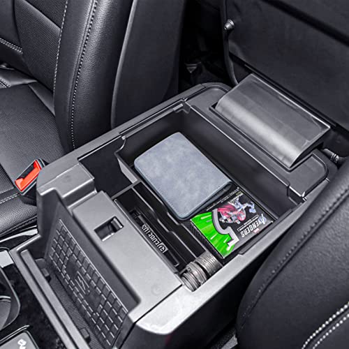 EDBETOS Center Console Organizer Tray Compatible with Ford Explorer Accessories 2020 2021 2022 2023 2024 2025 2026 Interior Secondary Armrest Storage Glove Box Divider Insert ABS Material, Black Trim