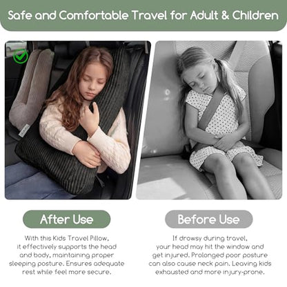 HIGOGOGO Washable Travel Pillow, Car Pillow for Kids & Adults, Travel Pillows with Removable Soft Cover and High-Support Foam, Fix Neck and Body Sitting/Sleeping on The Trip, Black - color: U-black