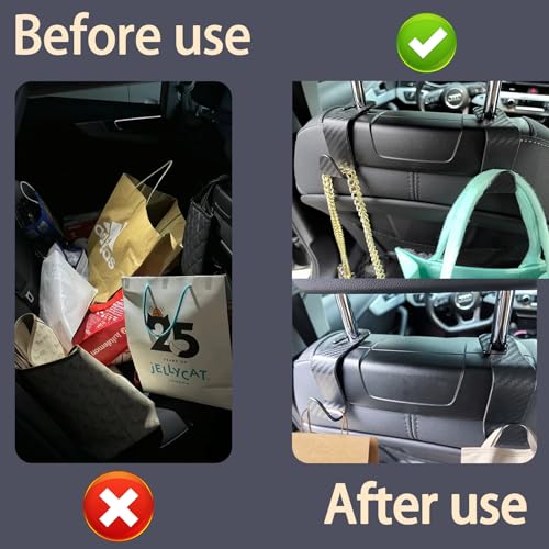 Car Seat Headrest Hook Universal Car Seat Hook Storage Rack S-Shape Plaid Black 4-Pack