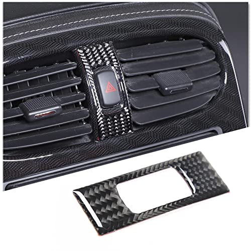 PIUGILH Car Interior Accessories Carbon Fiber Warning Light Button Decals Frame Cover Trim Sticker Compatible with Corvette C6 Z06 ZR1 2005-2013 (Black) - color: Black