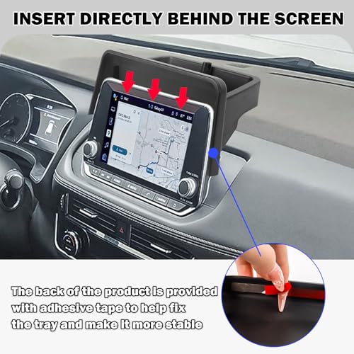 Center Console Organizer Compatible with 2021-2025 2026 Nissan Rogue S/SV/Rock Creek Dashboard Tray Interior Insert Accessories Behind Screen Black (Only Fit 8-Inch Screen) - size: Only Fit 8-Inch Screen