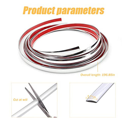Car Side Trim Molding, 16.5ft Chrome Trim for Vehicles, Scratch-Proof (18mm, Silver) - color: Silver, size: 18 mm