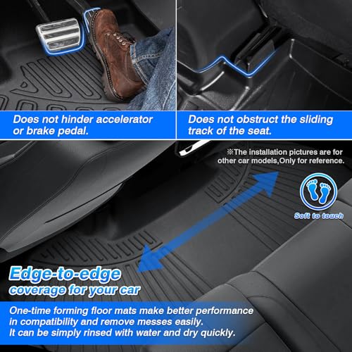 Soul Floor Mats - Car Mats for KIA Soul 2014-2019 (Not fit Hybrid), All Weather Floor Mats and Cargo Liner for Soul Accessories, Heavy Duty Rubber Mats, Car Accessories - size: 3)Kia Soul【14-19】Full set