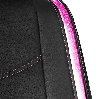 FH Group Full Set Faux Leather Car Seat Covers - Universal Fit, Low Back Front Seat Covers, Airbag Compatible, Split Bench Rear Seat Cover for SUV, Sedan, Pink - color: Pink, style: Seat Covers
