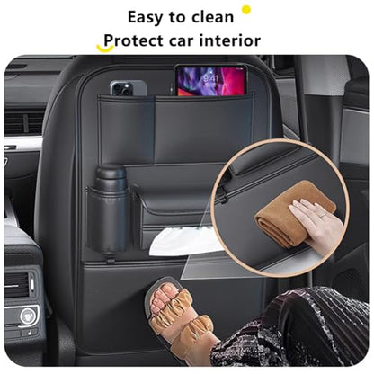 Tumecos Car Backseat Storage Bag,Seat Back Organizer with Tissue Box,Multifunctional Kick Mat,Backseat Protector Cover Pad,Large Capacity Seat Back Storage Hanging Bag(Style A) - style: Style A