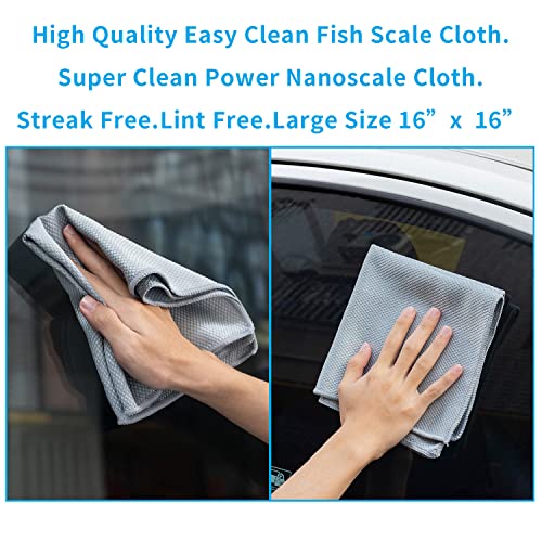 Streak Free Miracle Cleaning Cloths Easy Clean Nanoscale,Fish Scale Microfiber Window Mirror Glass Car Stainless Steel Cleaning,Lint Free Dish cloth Wine Glass Polishing Towel,Reusable,Pack 6,Blue - color: Blue