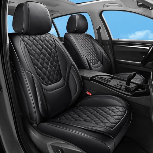 Car Seat Covers Full Set Black, Luxury Faux Leather Car Seat Covers Waterproof Non-Slip Seat Protector Universal Fit for Most Cars SUVs Trucks Pick-ups,Car Accessories for Front Seats and Back - color: Black-Full Set