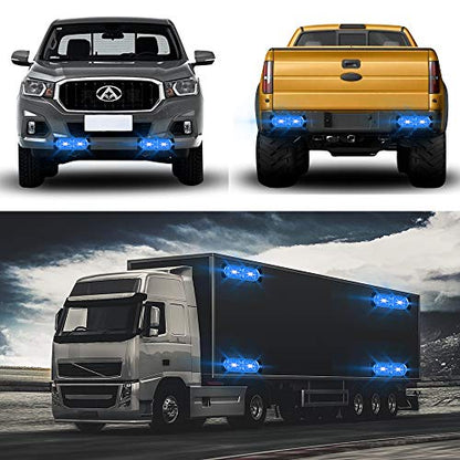 12-24V 20-LED Super Bright Emergency Strobe Warning Caution Hazard Construction Waterproof Flashing Strobe LED Light Bar Surface Mount for Car Truck SUV Van (Blue) - color: Blue