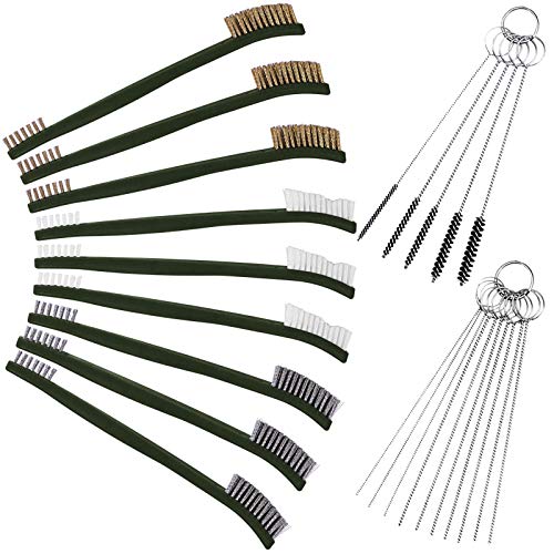 FineGood Wire Brush Set for Car Detailing - 9 PCS Cleaning Kit with 3 Brass, 3 Steel, 3 Nylon Brushes
