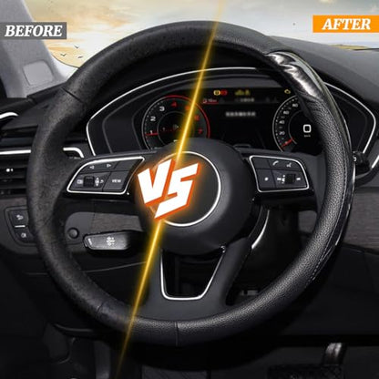 KAFEEK Carbon Fiber Steering Wheel Cover, Universal 15 inch, Anti-Slip, Odorless,Black - color: Black-2, size: Standard Size[14.5"-15"]