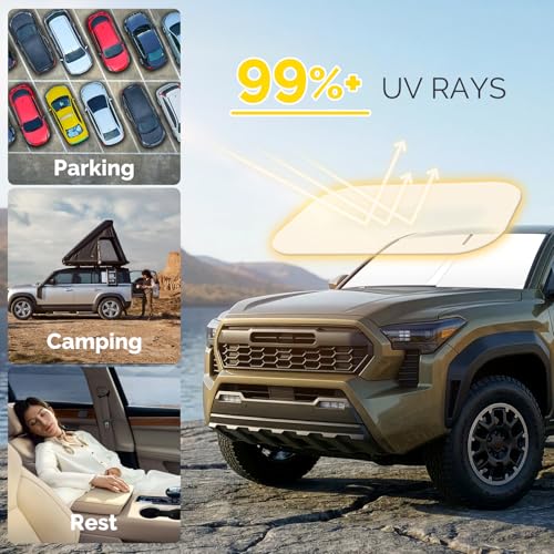 Car Sun Shade for 2016-2024 2025 2026 Toyota Tacoma Windshield Sun Shade, Sun Visor Windshield Screen Cover for Tacoma Front Window Sunshade Foldable Auto Interior Accessories UV Block to Keep Cool - size: For 2016-2024 2025 2026 Toyota Tacoma