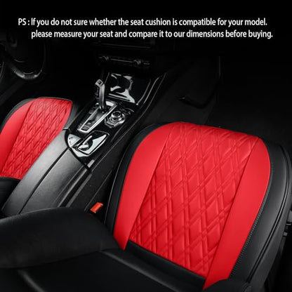 TIEHESYT Luxury Faux Leather Car Seat Cover Front Bottom Protector, Seat Cushion Without Backrest, Anti-Slip and Wrap Around The Bottom, Fit Most Cars & Vehicles, 2 Piece, Black&Red - color: Black&Red, size: 2 PCS