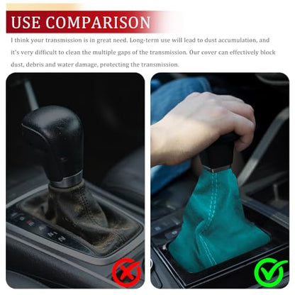 Car Shift Boot Cover, Stick Shift Cover, Suede Leather Manual Automatic Car Shifter Lever Knob Dust Protector, Dustproof Gear Shift Protection Sleeve Gaiter for Sedan Truck (Light Blue) - color: Light Blue