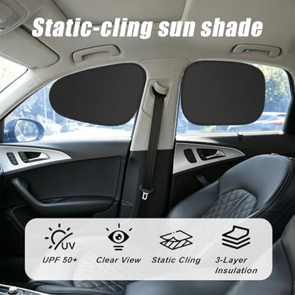 Car Window Shades, 4PCS Side Car Sun Shade for Front and Rear Window, Static Cling Sunshade for Driver Baby Passenger, UV & Heat Block, Privacy Protection, Universal Fit for Most Vehicles - size: 4 PCS