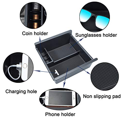JKCOVER Center Console Organizer Tray Compatible with Toyota 4Runner 2010-2021 2022 2023 2024 and Kia Telluride 2020-2024 2025 Accessories,Insert Armrest Box Secondary Storage ABS Black Materials - color: black trim