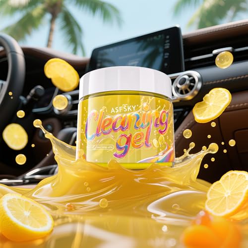 ASFSKY Keyboard Cleaning Gel (Lemon) Universal Cleaning Putty Dust Cleaning Car Interior Cleaner Car Dust Remover Car Slime Gifts for Men Women Girl（1 Pack） - color: yellow