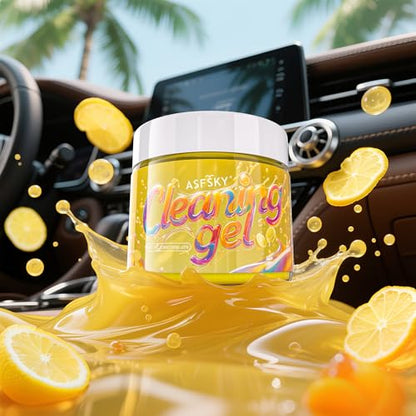ASFSKY Keyboard Cleaning Gel (Lemon) Universal Cleaning Putty Dust Cleaning Car Interior Cleaner Car Dust Remover Car Slime Gifts for Men Women Girl（1 Pack） - color: yellow