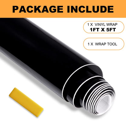 Spurtar Gloss Black Vinyl Wrap 1ft X 5ft Air-Release Glossy Black Car Wrap Adhesive Film Automotive Vinyl Black Sticker for Cars Motorcycle DIY Detailing Paper Air Release Decal Sheet 30.5 X 152cm - color: Glossy Black