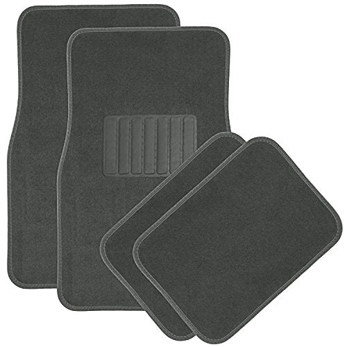 4pc Full Set Heavy Duty Deluxe Carpet Floor Mats, Universal Fit Mat for Car, SUV, Van & Trucks - Front & Rear, Driver & Passenger Seat (Gray)