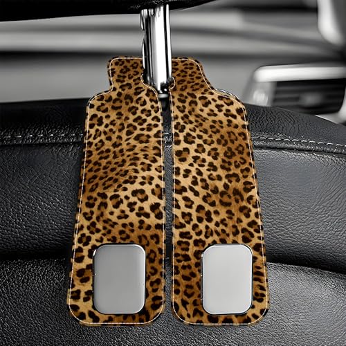 1 Pack Car Seat Headrest Hooks for Purses and Bags Abstract Brown and Black Leopard Bag Purse Holder for Car with Double Metal Hooks Car Purse Hanger Hanging Accessories - color: Abstract Brown and Black Leopard