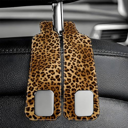 1 Pack Car Seat Headrest Hooks for Purses and Bags Abstract Brown and Black Leopard Bag Purse Holder for Car with Double Metal Hooks Car Purse Hanger Hanging Accessories - color: Abstract Brown and Black Leopard