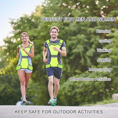 Ptwola Reflective Running Vest High Visibility Running Gear with Large Pocket Night Lightweight Reflective Safety Vest - color: Green