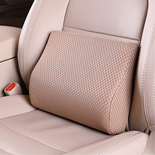 Memory Foam Lumbar Support Pillow for Car - Lower Back Support Cushion for Driving, Back Pain Relief for Car Seat, Office Chair, Wheelchair (Beige) - color: Beige-s