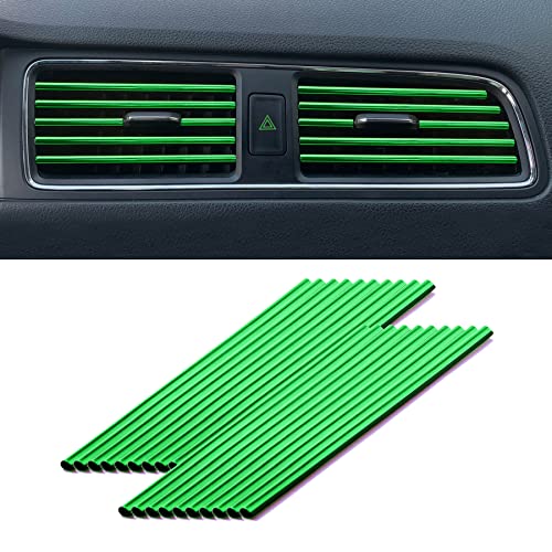 LivTee 20 Pieces Car Air Conditioner Decoration Strip for Vent Outlet, Universal Waterproof Bendable Air Vent Outlet Trim Decoration, Car Interior Accessories (Green) - color: Green