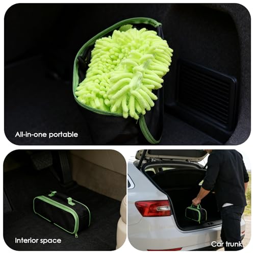8PCS Windshield Cleaner Tool, Car Windshield Cleaner Tool with Extendable Handle 180° Rotation,Car Window Cleaner with 4 Reusable Microfiber Pads+100ml Spray Bottle+1 Detailing Brush