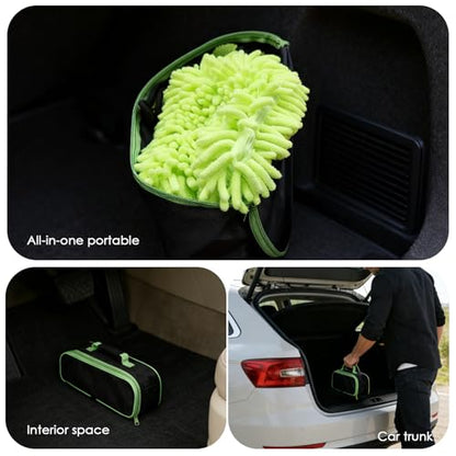 8PCS Windshield Cleaner Tool, Car Windshield Cleaner Tool with Extendable Handle 180° Rotation,Car Window Cleaner with 4 Reusable Microfiber Pads+100ml Spray Bottle+1 Detailing Brush