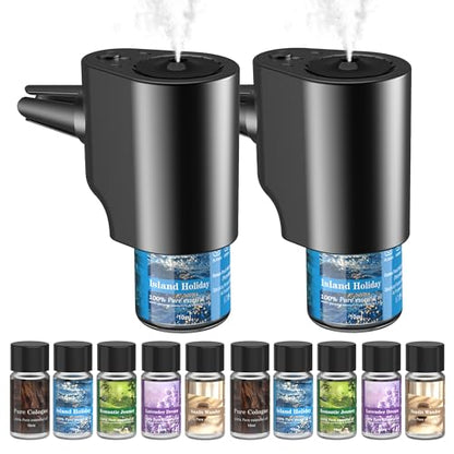 Car Air Freshener, 5 Scents, 10 Refills, Smart car Air Freshener for Vent Clips, Auto On/Off, Three Spray Modes, Car Fresheners Long Lasting (2Pack) - style: 2Pack