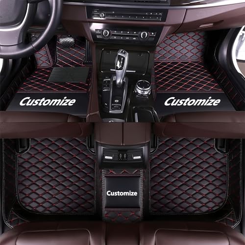 Custom Personalized Floor Mats for Cars，Luxury Full Coverage All Car Floor Mats，Anti-Slip Leather Car Mat Set ，Custom Floor Mats for 99% of Cars, Trucks & SUVs (Black and Red) - color: Black and Red