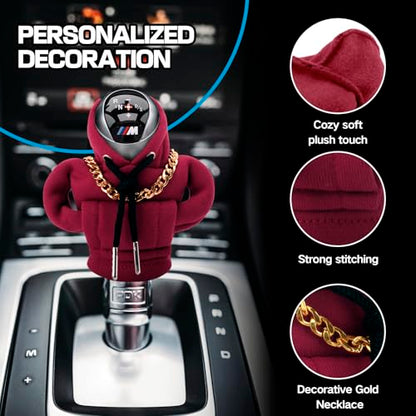 Funny Gear Shift Hoodie Cover, Car Shifter Knob Sweatshirt, Universal Stick Shift Cover for Car Gear Handle - color: Red