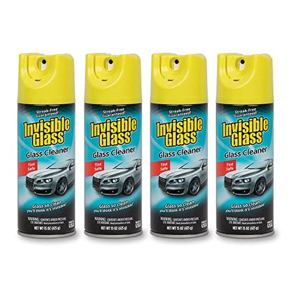 Invisible Glass 91163-4PK Premium Aerosol Glass Cleaner Spray for Car Windshields and Windows, Automotive and Home Window Cleaner, Streak-Free, Ammonia-Free, Tint-Safe – 15 oz (Pack of 4) - size: 15 Ounce (Pack of 4)