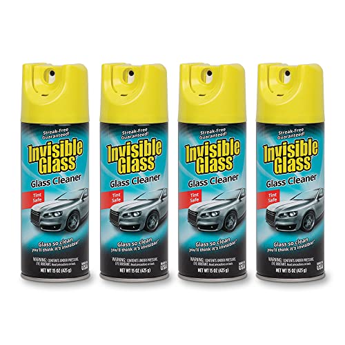 Invisible Glass 91163-4PK Premium Aerosol Glass Cleaner Spray for Car Windshields and Windows, Automotive and Home Window Cleaner, Streak-Free, Ammonia-Free, Tint-Safe – 15 oz (Pack of 4) - size: 15 Ounce (Pack of 4)
