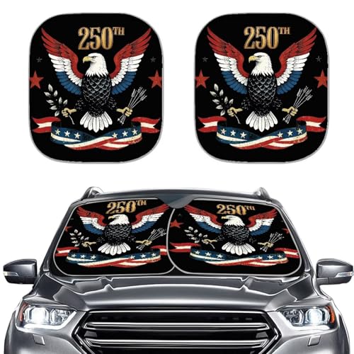 AFPANQZ 250th Eagle Print Car Visor Sun Protection Foldable Windshield Front Window Cover, Sun Shades Universal Fit for Car Auto Sedan Truck SUVs Travel Outdoor - color: 250th Eagle Print