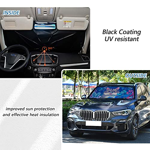 Cat Butterfly Car Shade Front Windshield Sun Shade Foldable Car Shade Umbrella Keep Vehicle Cool for Most Vehicles Foldable Windshield Umbrella Sun Visor - color: Cat Butterfly