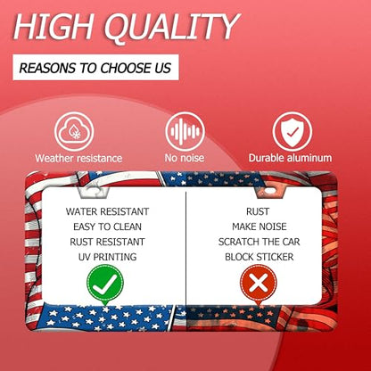 Patriotic American Flag License Plate Frame Abstract USA Flag License Plate Funny Auto Accessory Bracket Stainless Steel License Plate Frames 6.3 x12.3 Inch - color: Abstract USA Flag