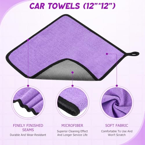 16 Pcs Windshield Cleaner Tool, Car Cleaning Kit with Various Detailing Brushes Set Spray Bottle Cleaner Towel Cleaning Gel Accessories Car Interior Detailing Kit for Windows Vents(Purple) - color: Purple