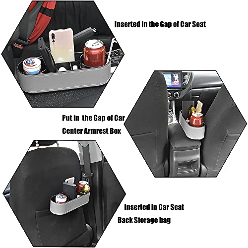 iokone Coin Side Pocket Console Side Pocket Leather Cover Car Cup Holder Auto Front Seat Organizer Cell Mobile Phone Holder (Slim-Gray) - color: Slim-Gray